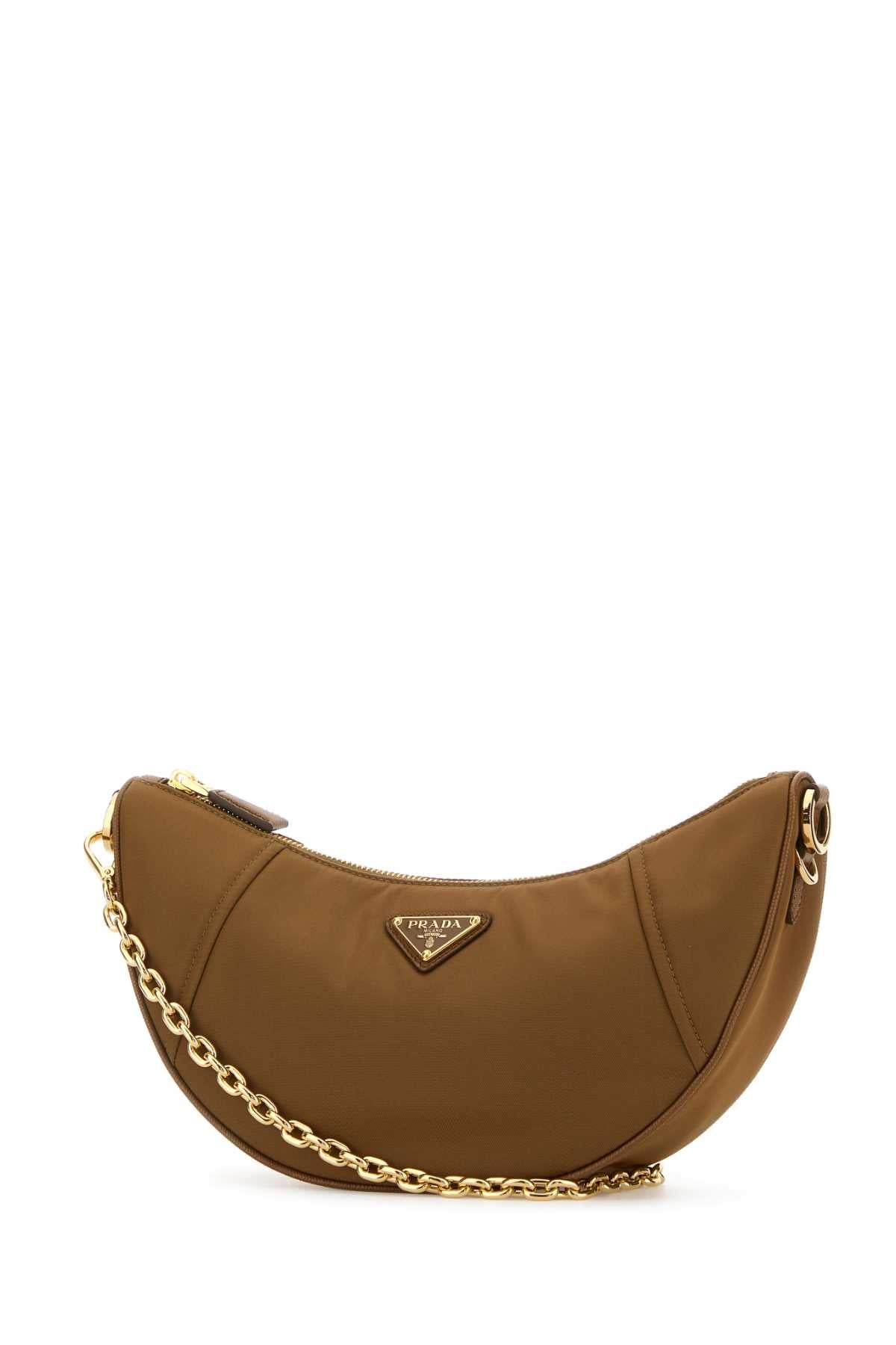 Prada Women Camel Re-Nylon Prada Demi-Lune Shoulder Bag PRADA