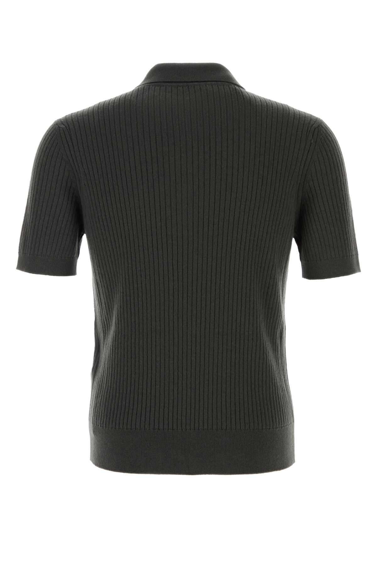 Gucci Men Dark Grey Wool Blend Polo Shirt GUCCI