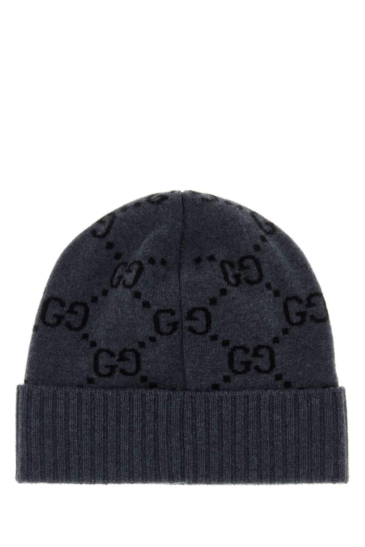 Gucci Men Embroidered Cashmere Beanie Hat GUCCI