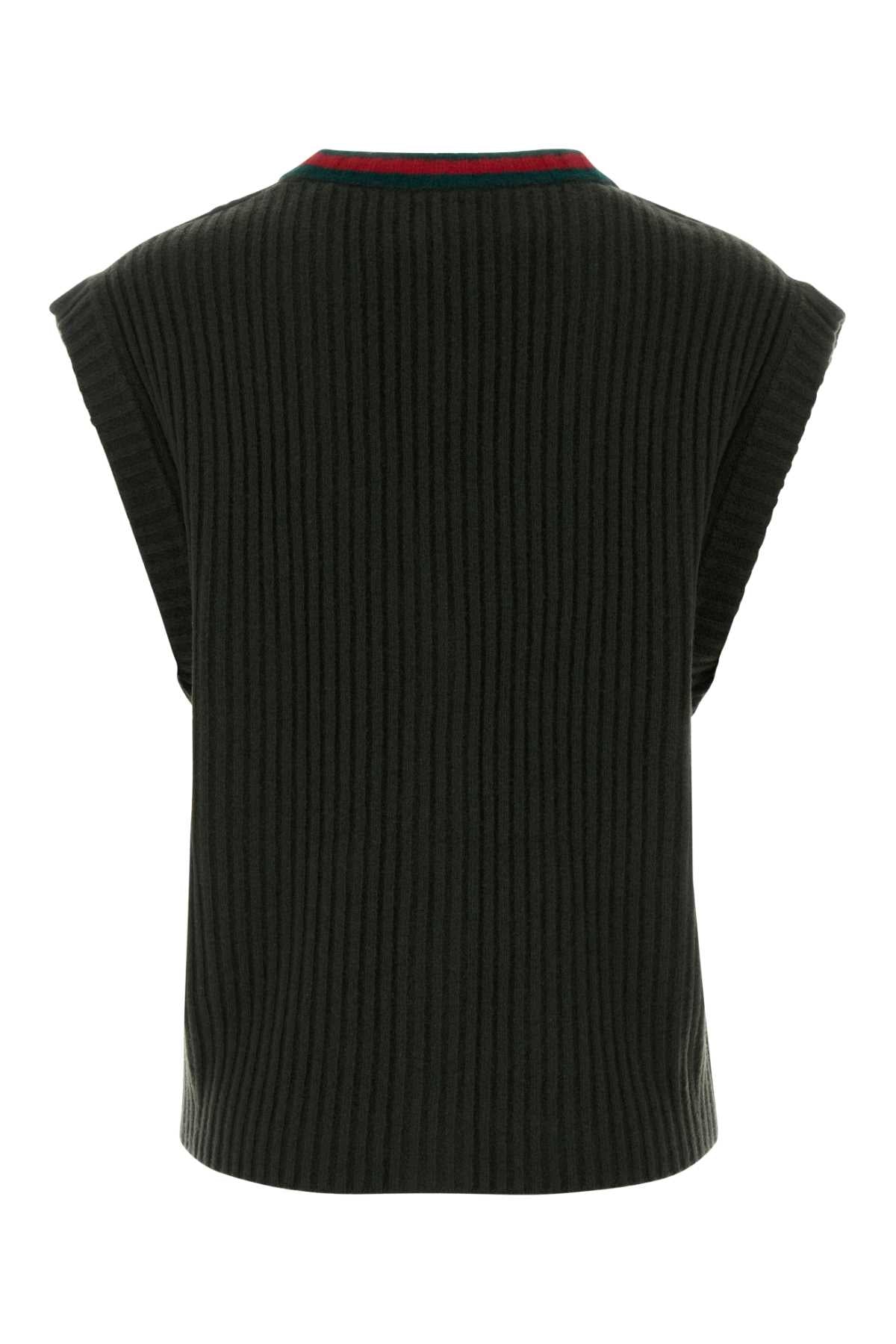 Gucci Women Bottle Green Wool Vest GUCCI