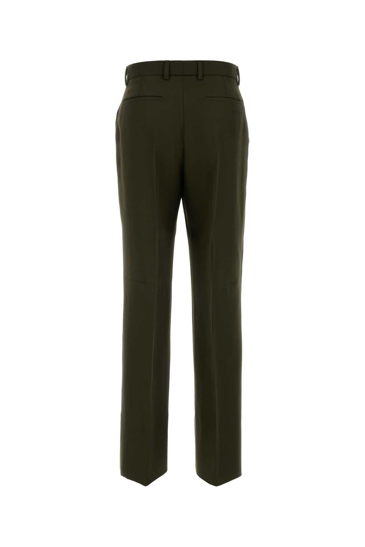 Gucci Women Olive Green Wool Blend Pant GUCCI