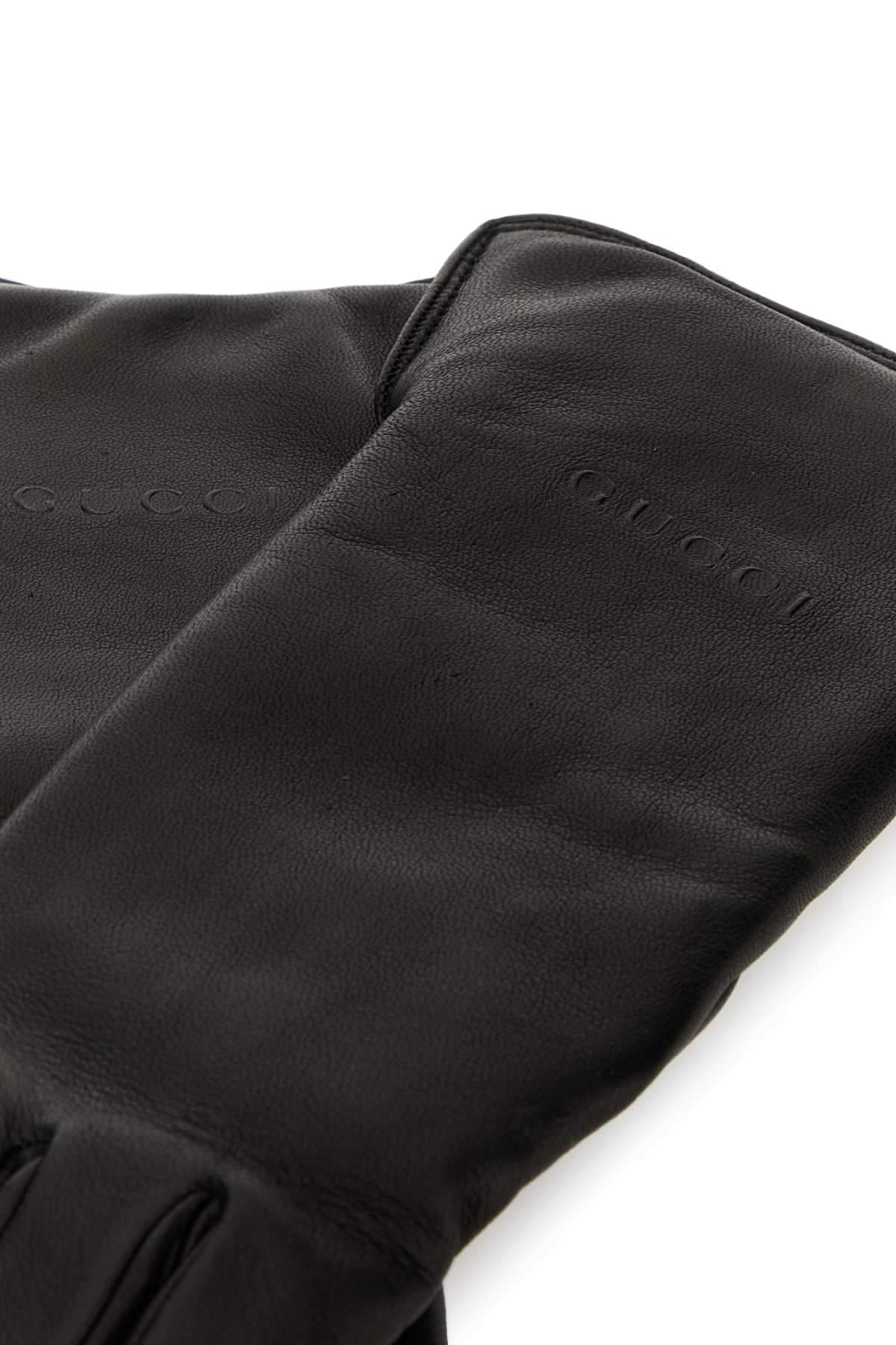 Gucci Women Black Leather Gloves GUCCI