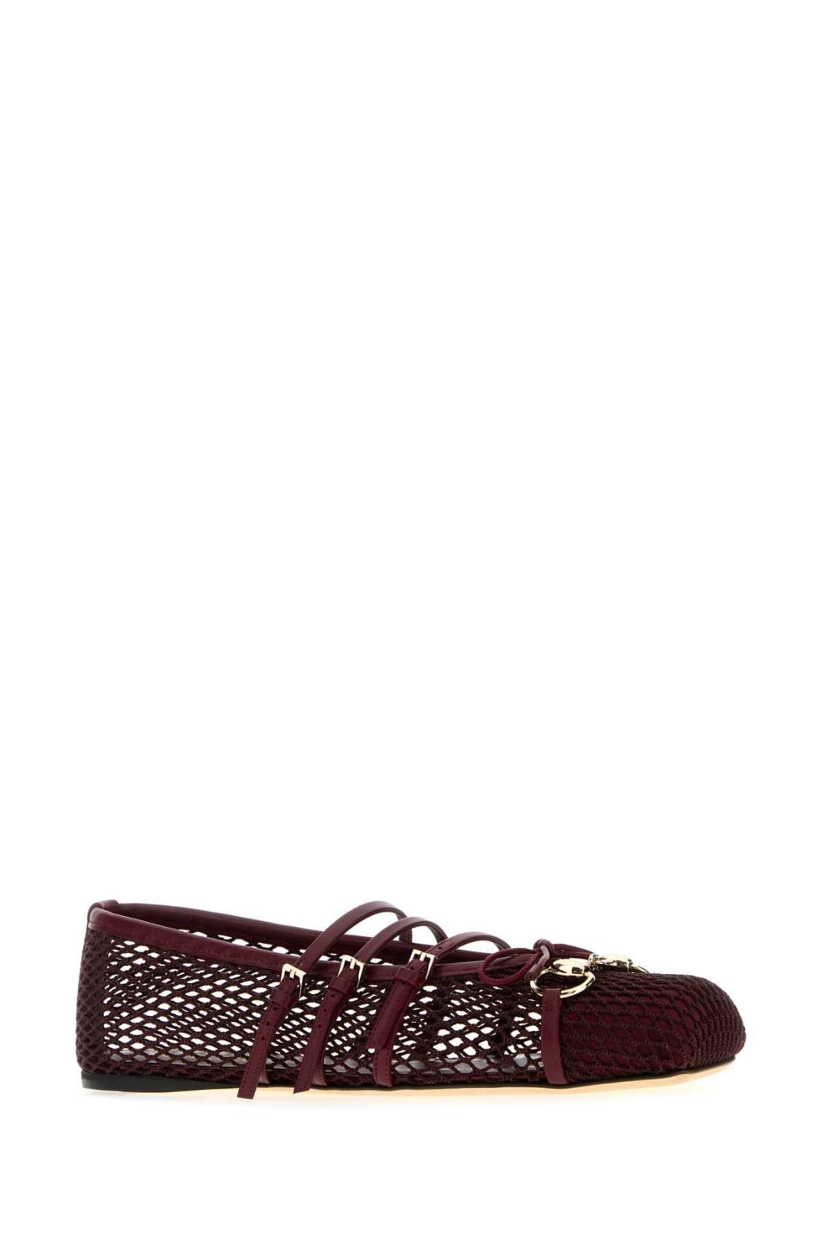 Gucci Women Burgundy Mesh Ballerinas GUCCI