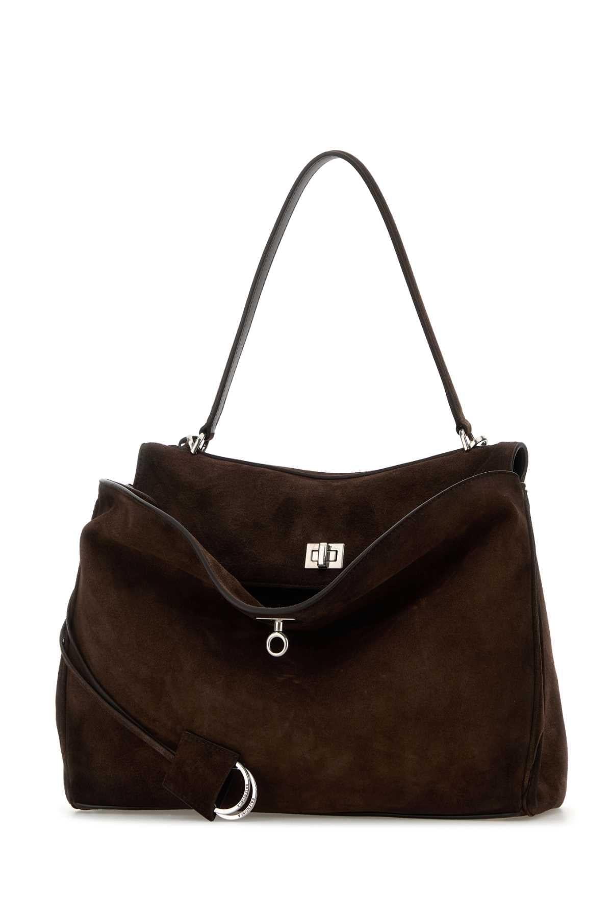 Balenciaga Women Dark Brown Suede Medium Rodeo Handbag BALENCIAGA