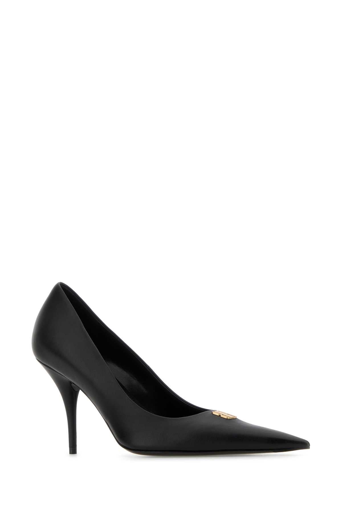 Balenciaga Women Black Leather Avenue Bb Editor 90 Pumps BALENCIAGA