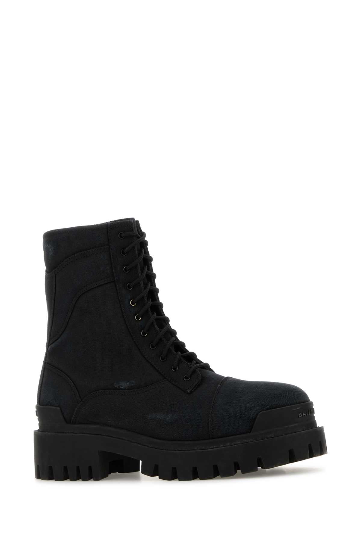 Balenciaga Men Slate Canvas Combat Strike Ankle Boots BALENCIAGA