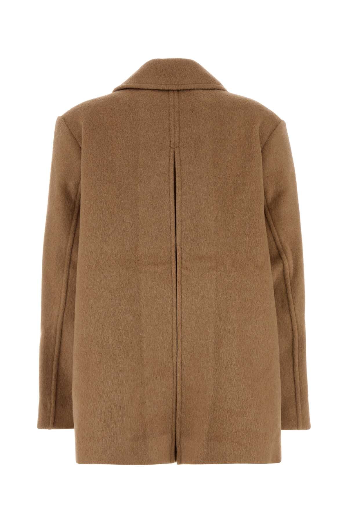 Ganni Women Camel Wool Blend Coat GANNI