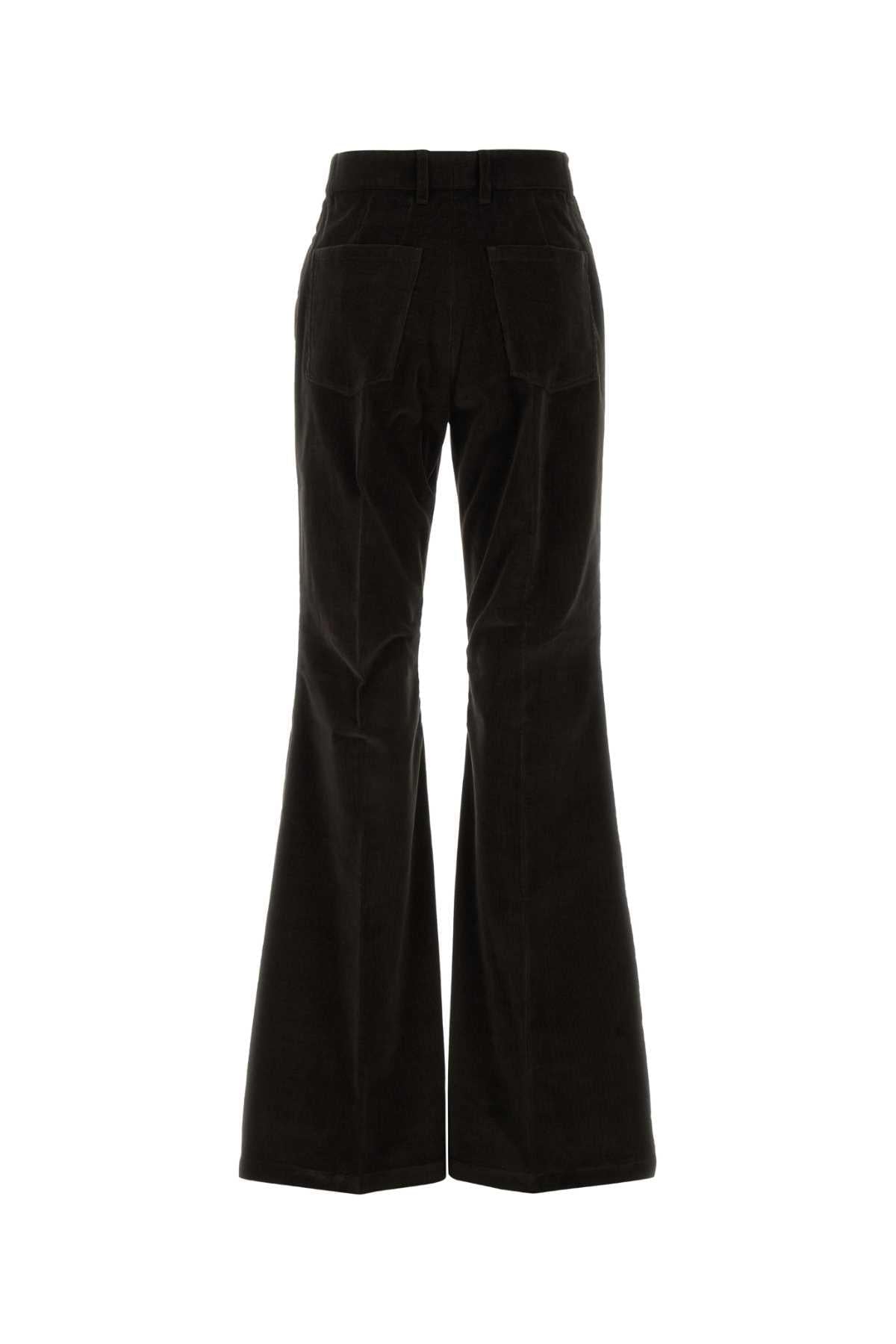 Salvatore Ferragamo Women Dark Brown Corduroy Flared Pant FERRAGAMO