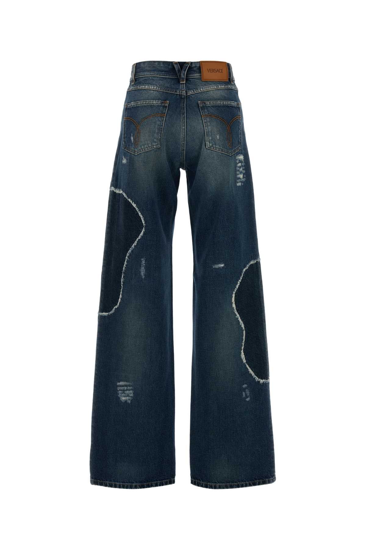Versace Women Denim Wide-Leg Jeans VERSACE