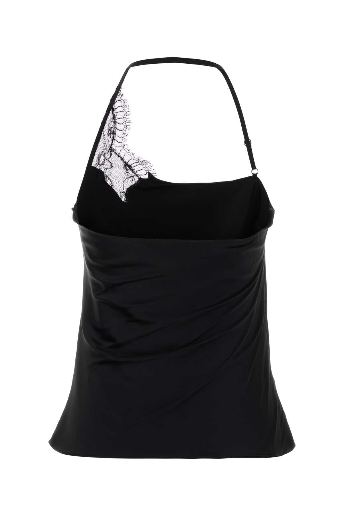 Courreges Women Black Stretch Satin Top COURREGES