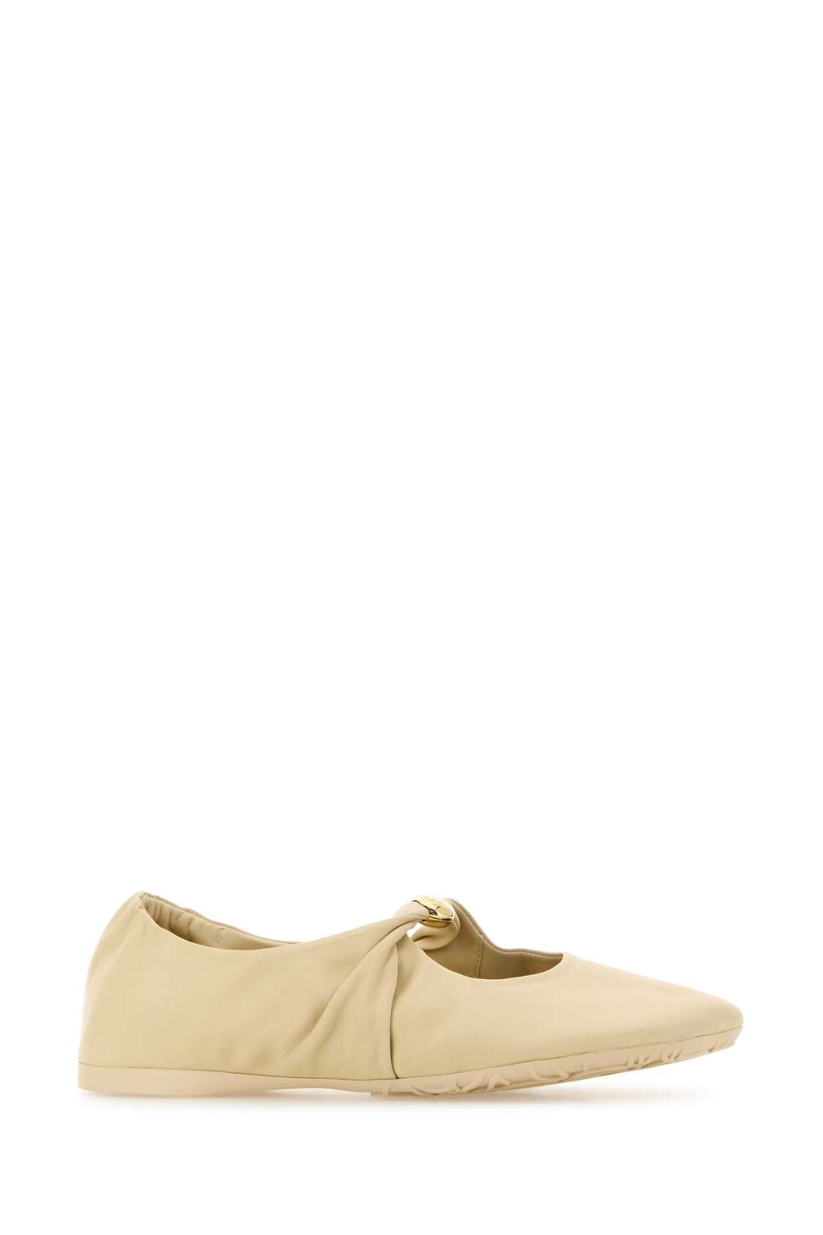 Loewe Women Cream Nappa Leather Pebble Ballerinas LOEWE