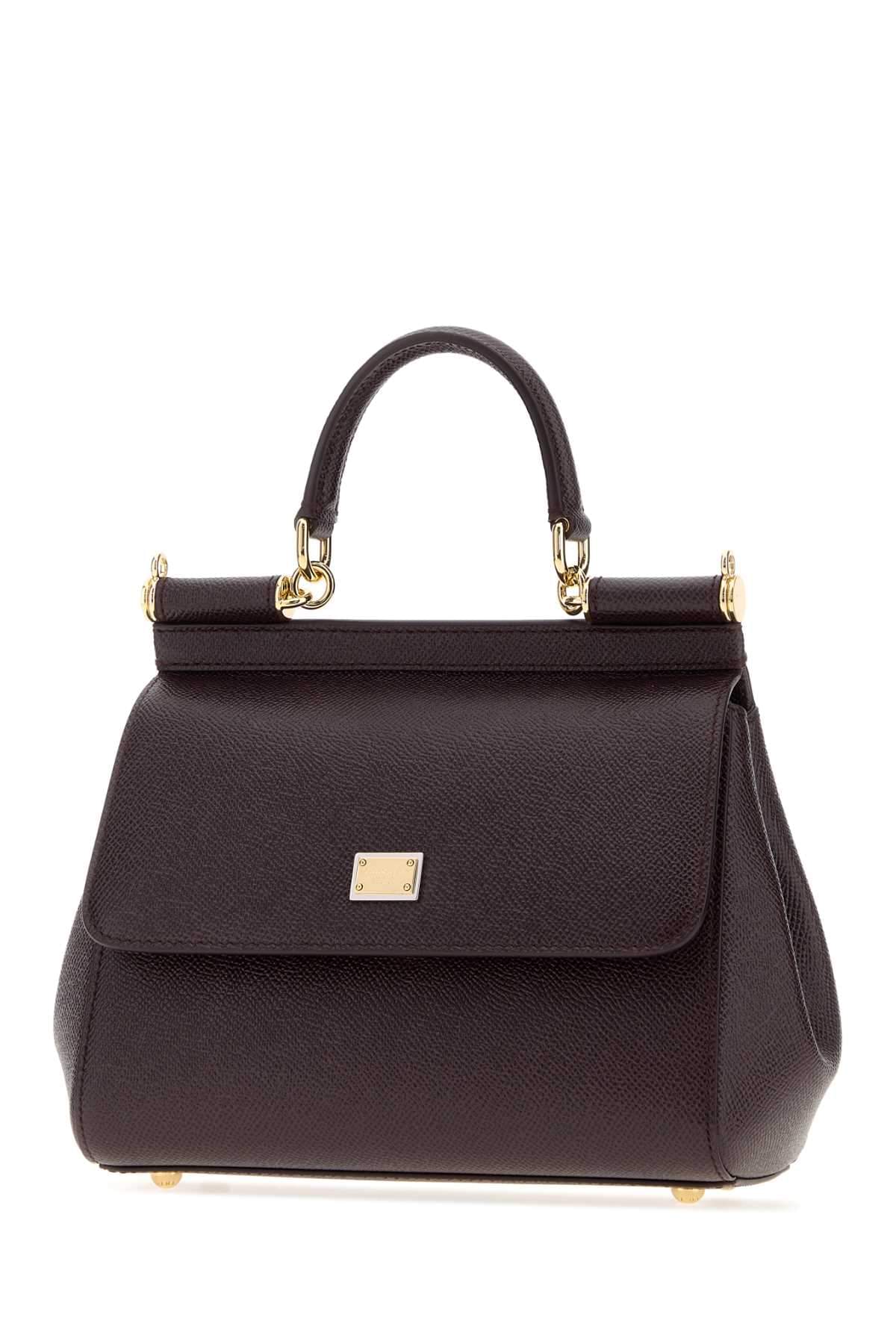 Dolce & Gabbana Women Aubergine Leather Medium Sicily Handbag DOLCE & GABBANA