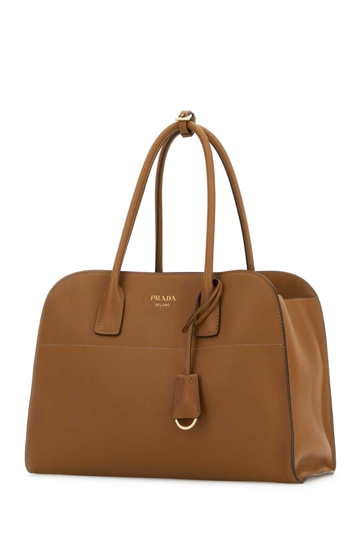 Prada Women Camel Leather Medium Shopping Bag PRADA