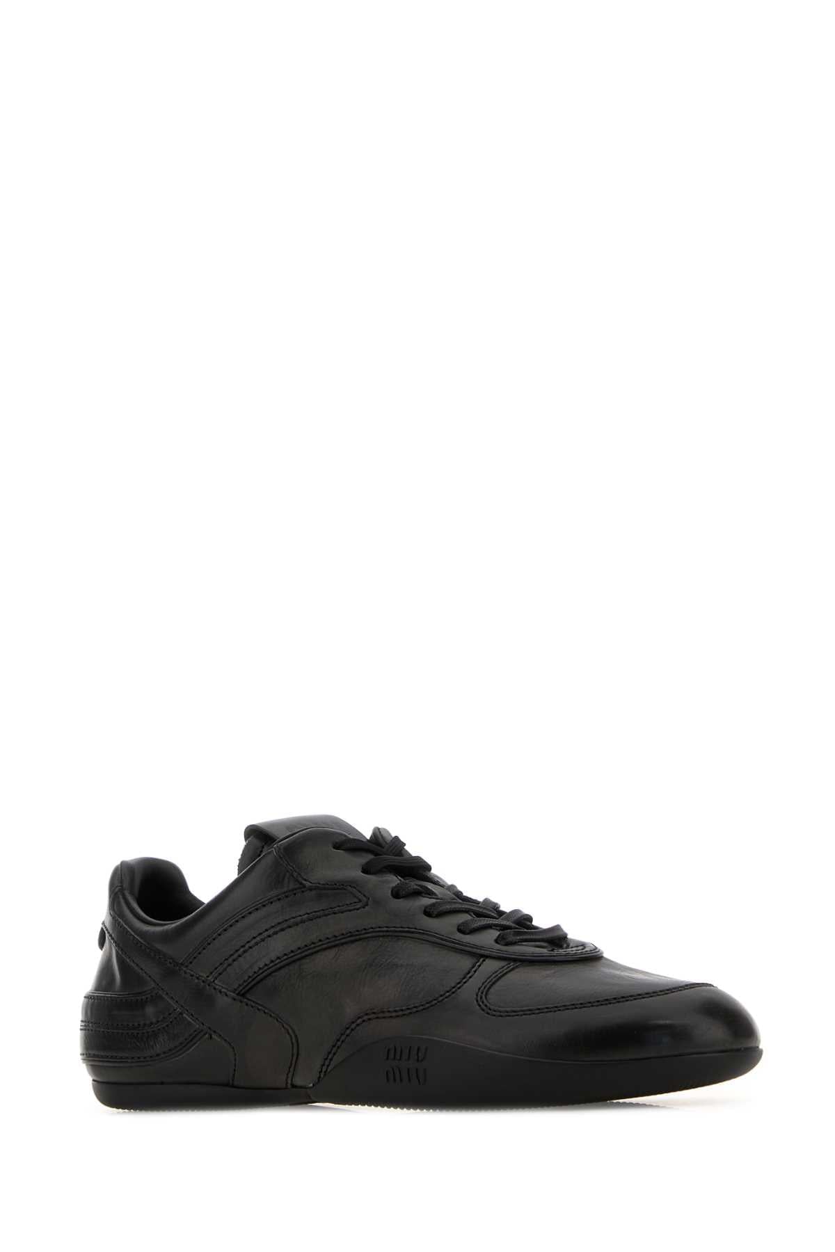 Miu Miu Women Black Leather Sneakers MIU MIU