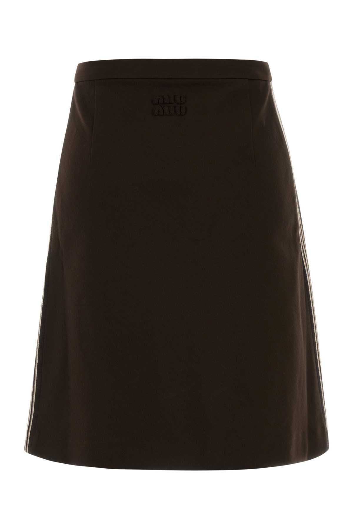 Miu Miu Women Brown Stretch Viscose Blend Skirt MIU MIU
