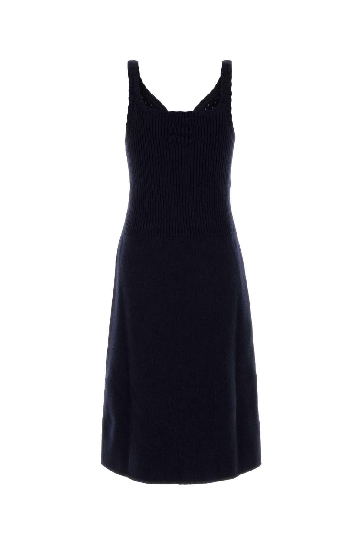 Miu Miu Women Navy Blue Wool Dress MIU MIU