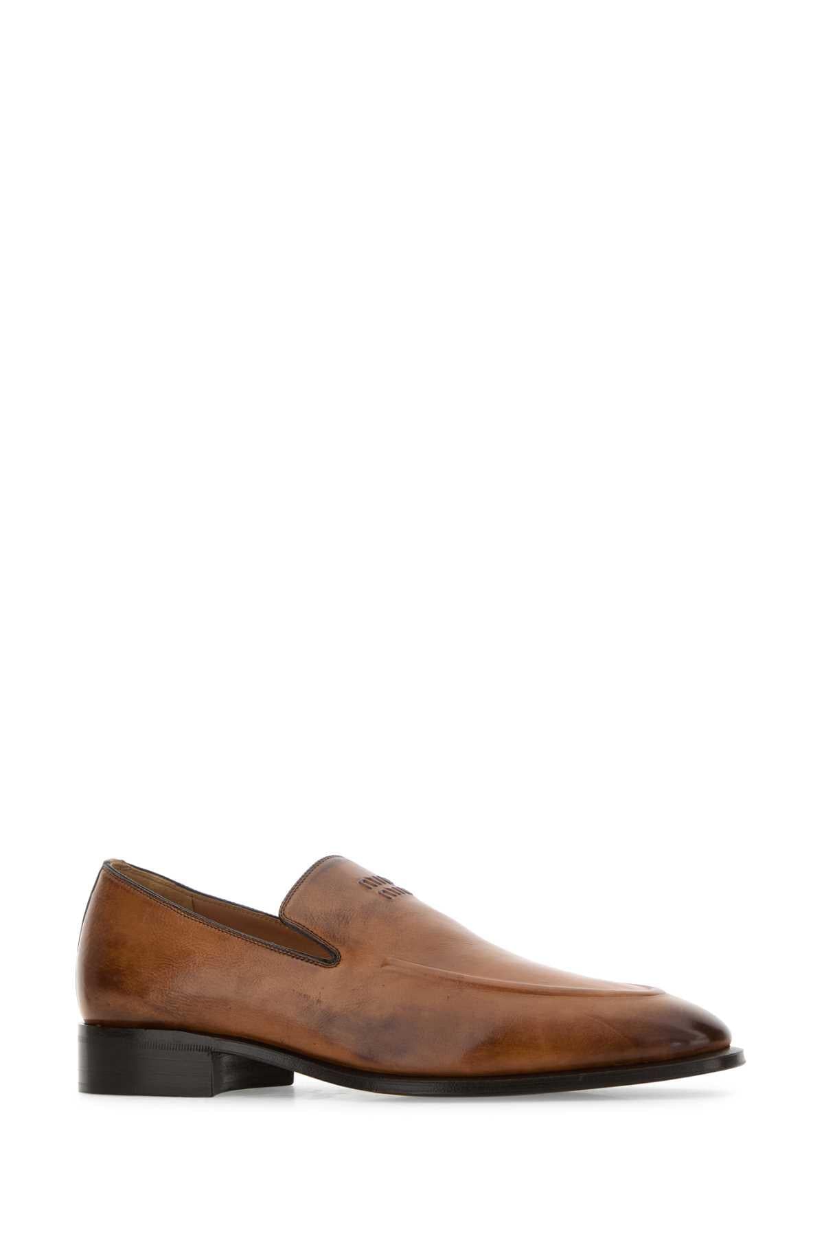 Miu Miu Women Caramel Leather Loafers MIU MIU