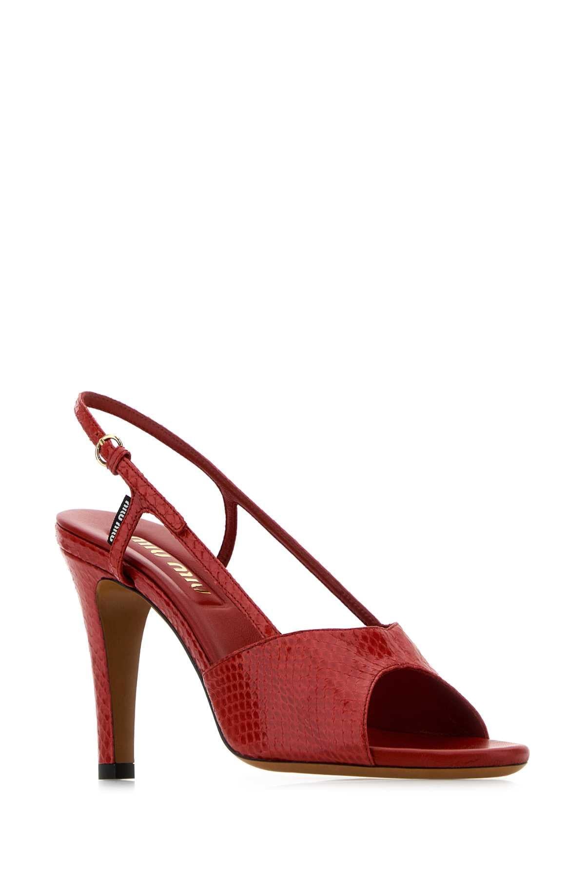 Miu Miu Women Red Leather Sandals MIU MIU