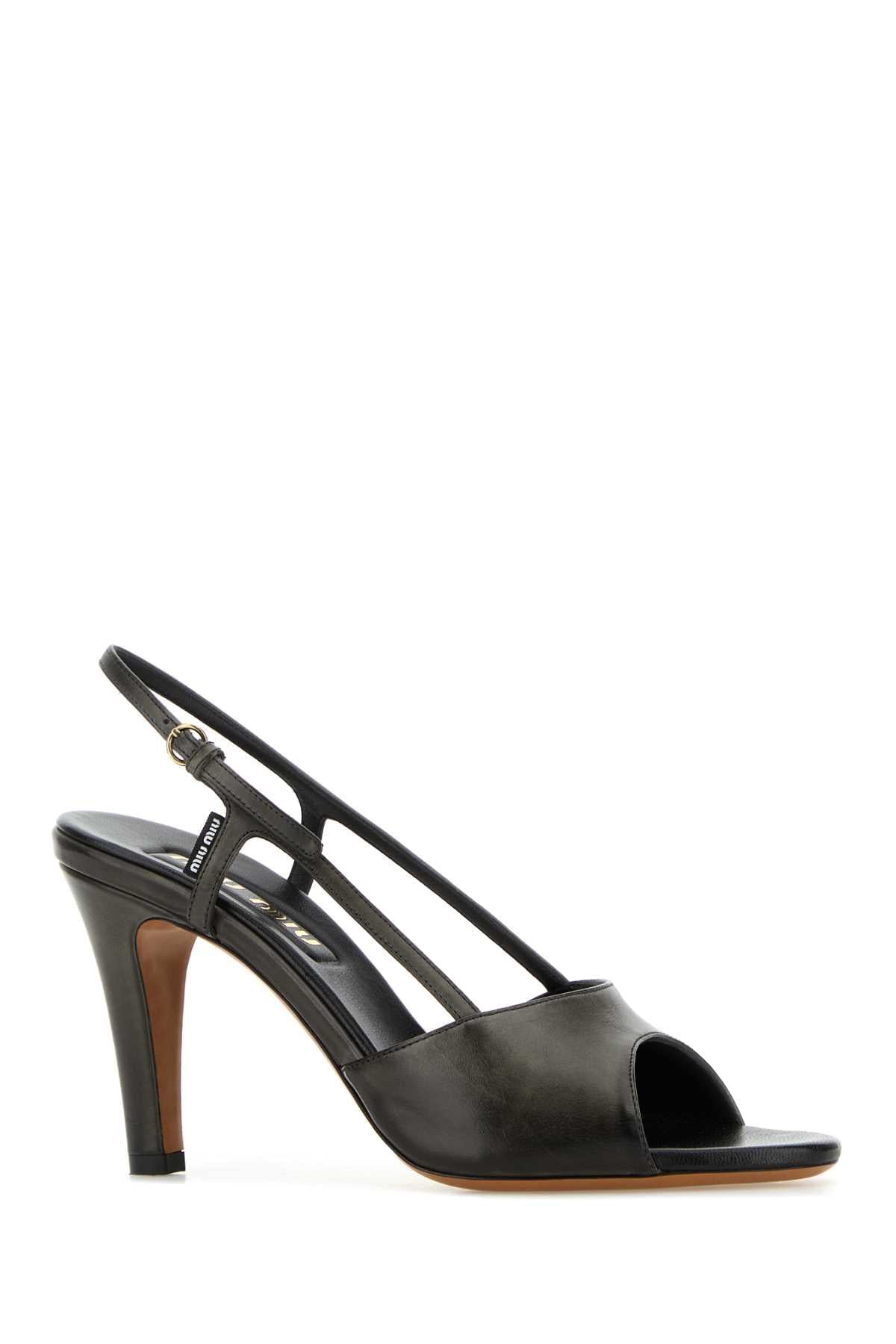Miu Miu Women Black Leather Sandals MIU MIU