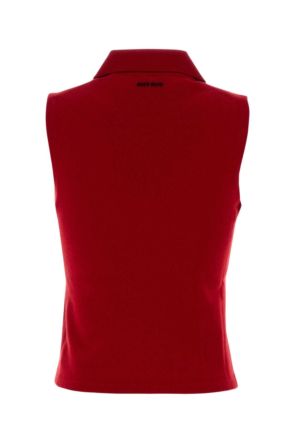 Miu Miu Women Reed Cashmere Polo Shirt MIU MIU