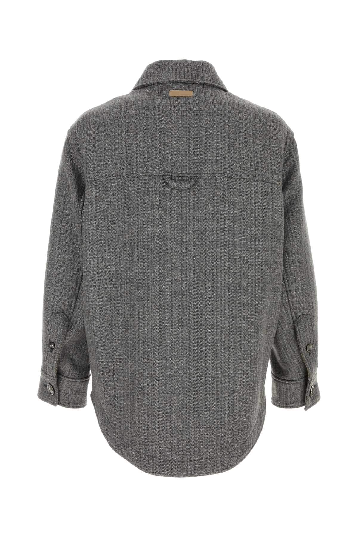 Ami Men Grey Wool Blend Overcoat AMI PARIS
