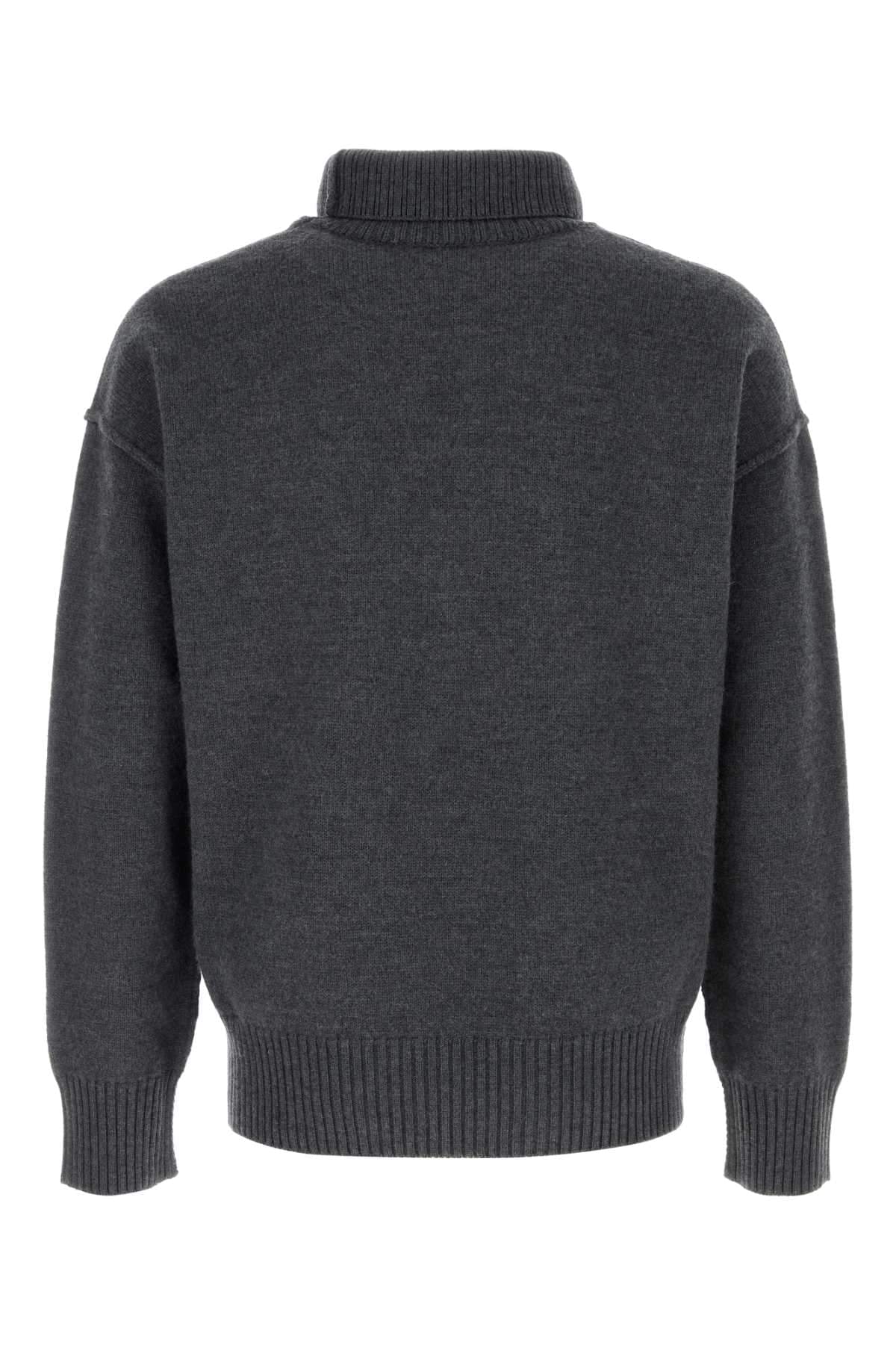 Ami Men Dark Grey Wool Sweater AMI PARIS