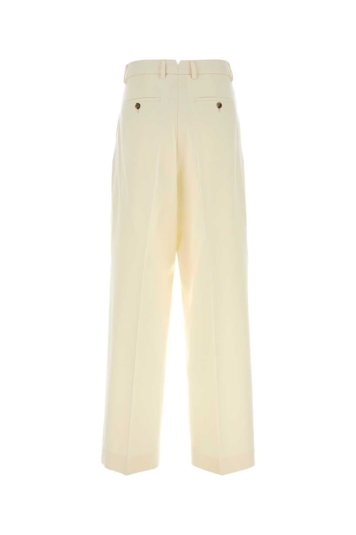 Ami Women Ivory Wool Wide-Leg Pant AMI PARIS