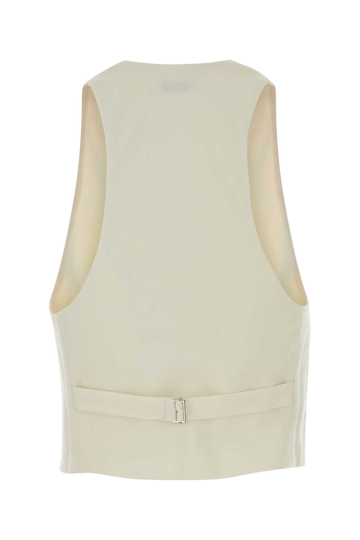 The Andamane Women Ivory Stretch Gabardine Vest THE ANDAMANE