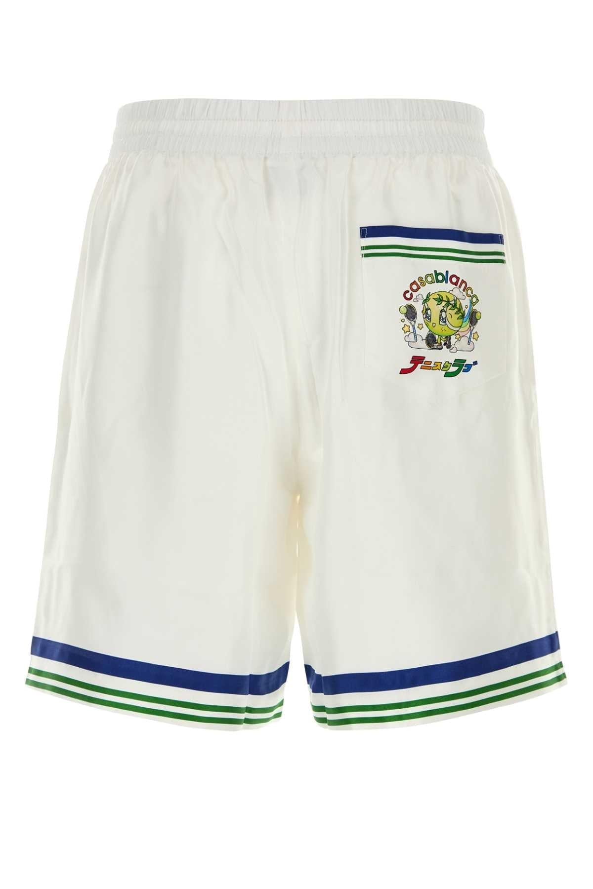 Casablanca Men White Satin Bermuda Shorts CASABLANCA