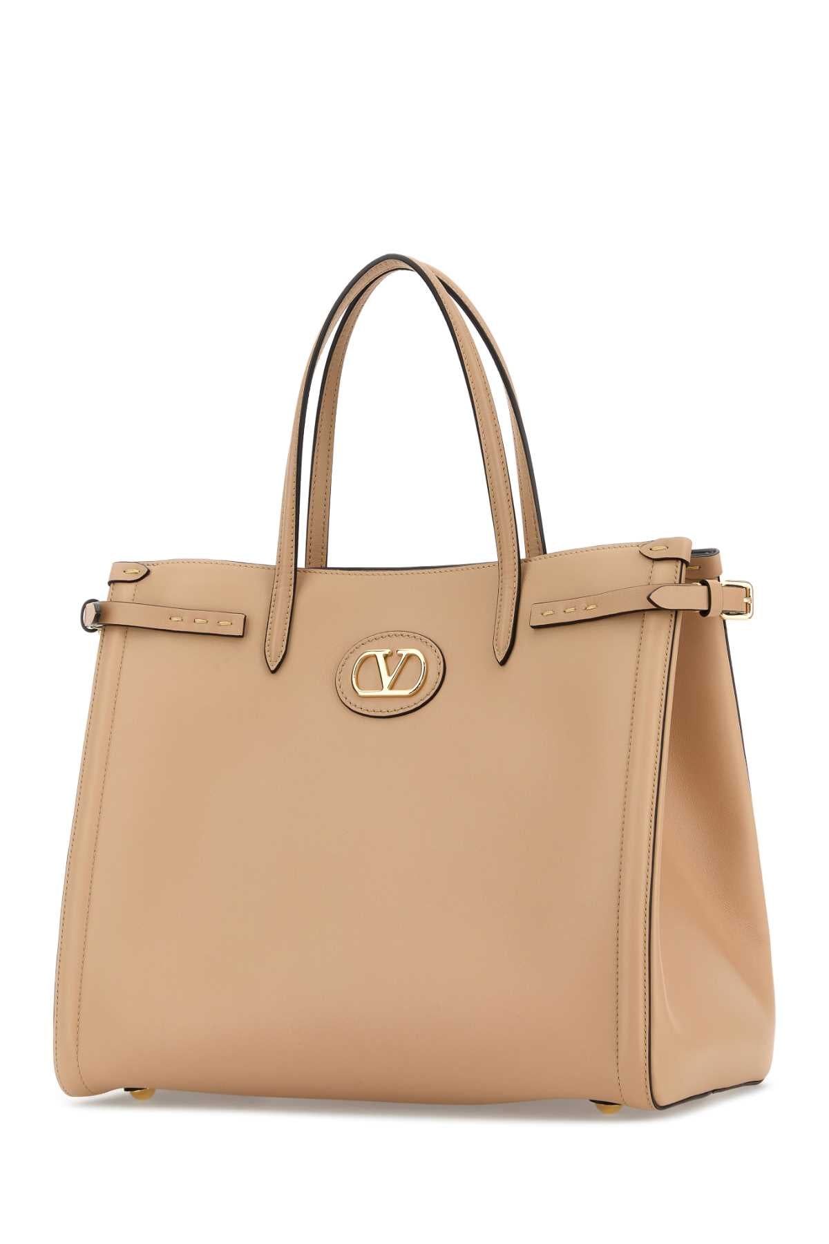 Valentino Garavani Women Beige Leather Vlogo Signature Shopping Bag VALENTINO GARAVANI