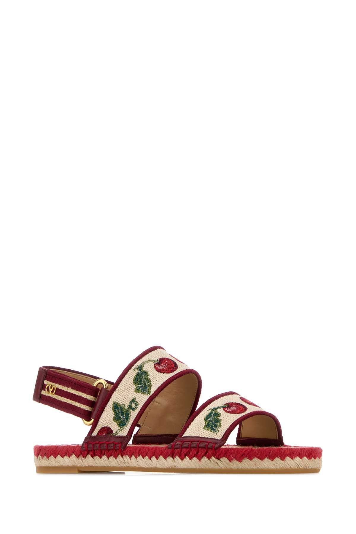 Valentino Garavani Women Embroidered Fabric Vlogo Signature Sandals VALENTINO GARAVANI
