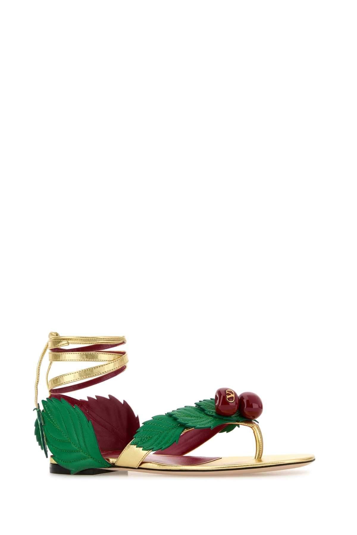 Valentino Garavani Women Multicolor Leather Cherryfic Thong Sandals VALENTINO GARAVANI