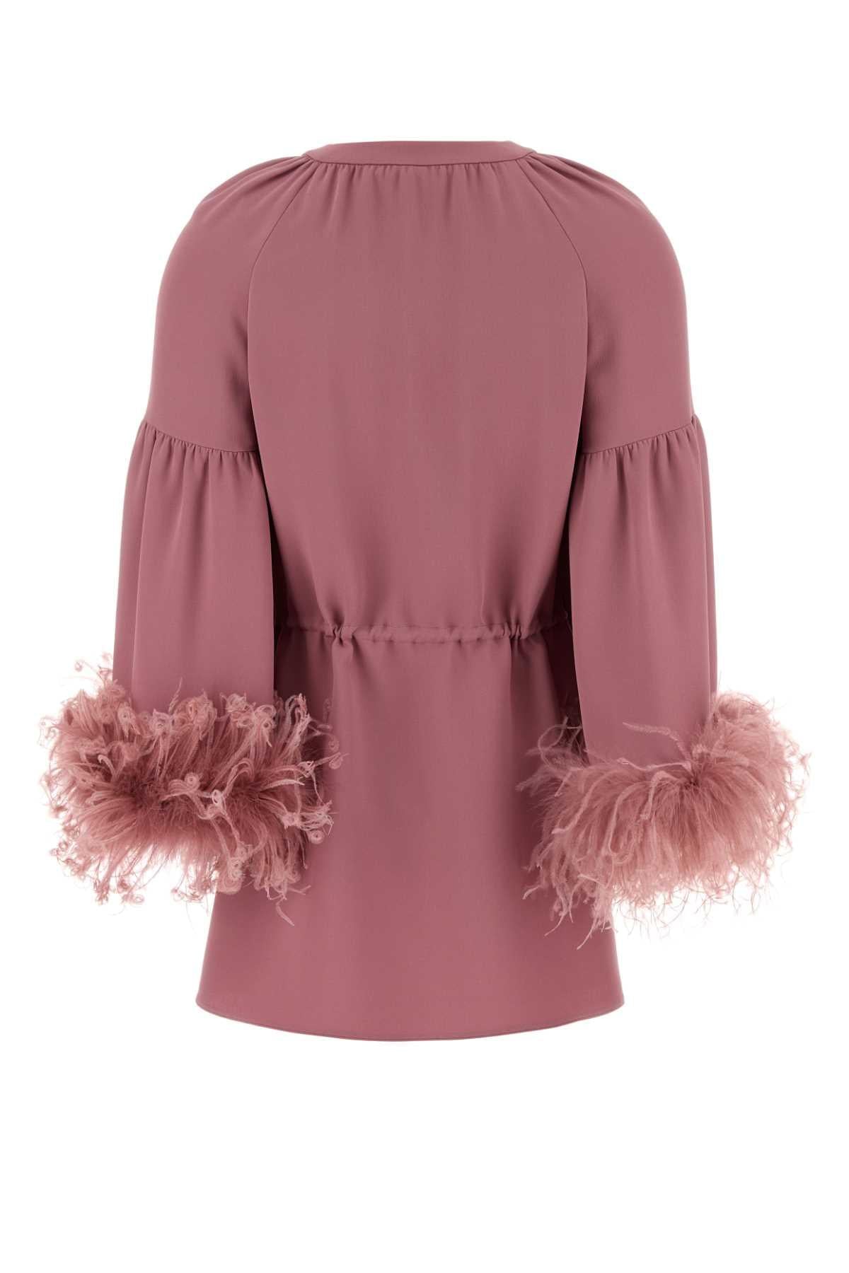 Valentino Garavani Women Antiqued Pink Crepe Couture Blouse VALENTINO GARAVANI
