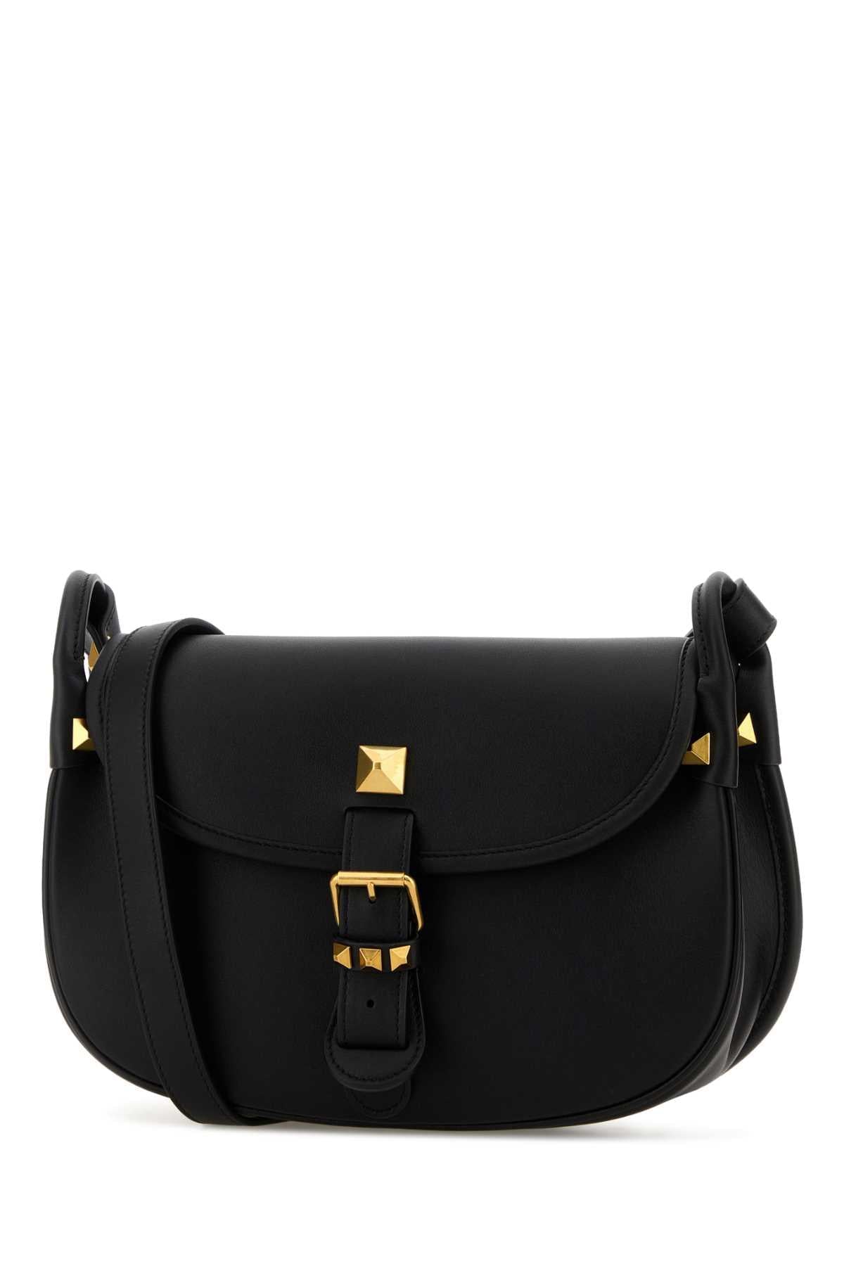 Valentino Garavani Women Black Leather Flaneuse Crossbody Bag VALENTINO GARAVANI