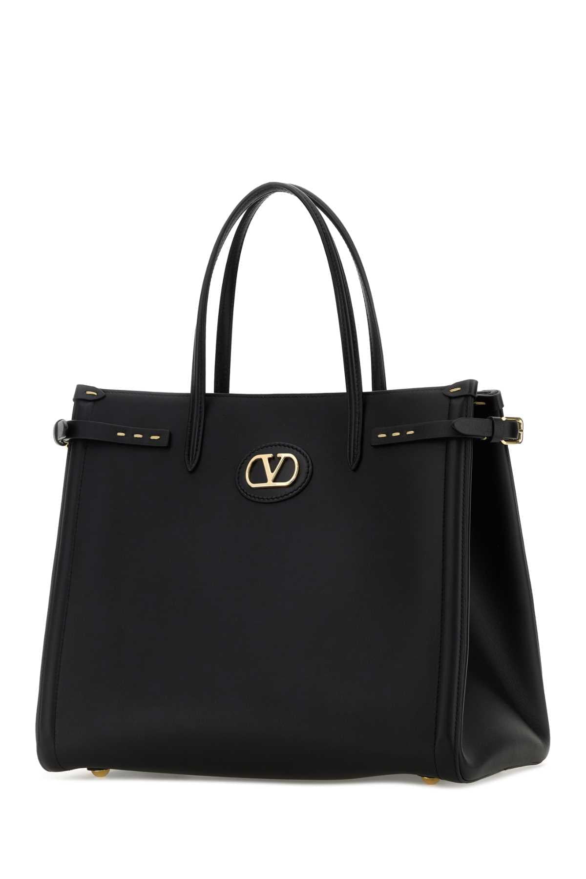 Valentino Garavani Women Black Leather Vlogo Signature Shopping Bag VALENTINO GARAVANI