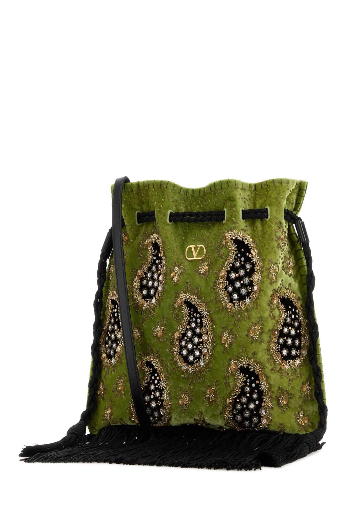 Valentino Garavani Women Green Velvet Nellicã´Te Bucket Bag VALENTINO GARAVANI