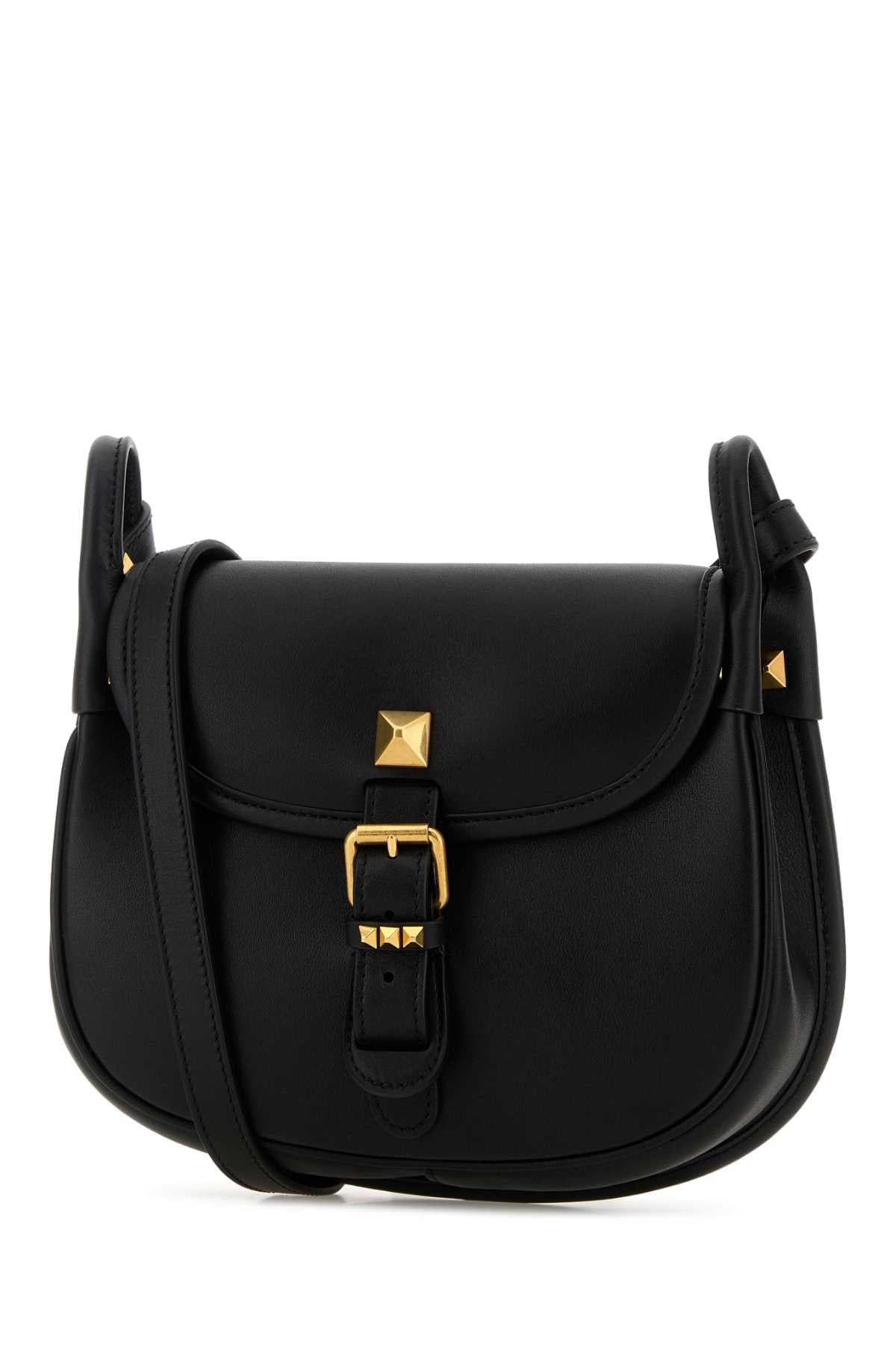 Valentino Garavani Women Black Leather Flaneuse Crossbody Bag VALENTINO GARAVANI