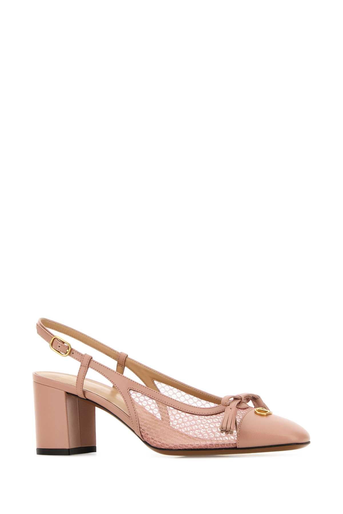 Valentino Garavani Women Pink Mesh Vlogo Signature Pumps VALENTINO GARAVANI