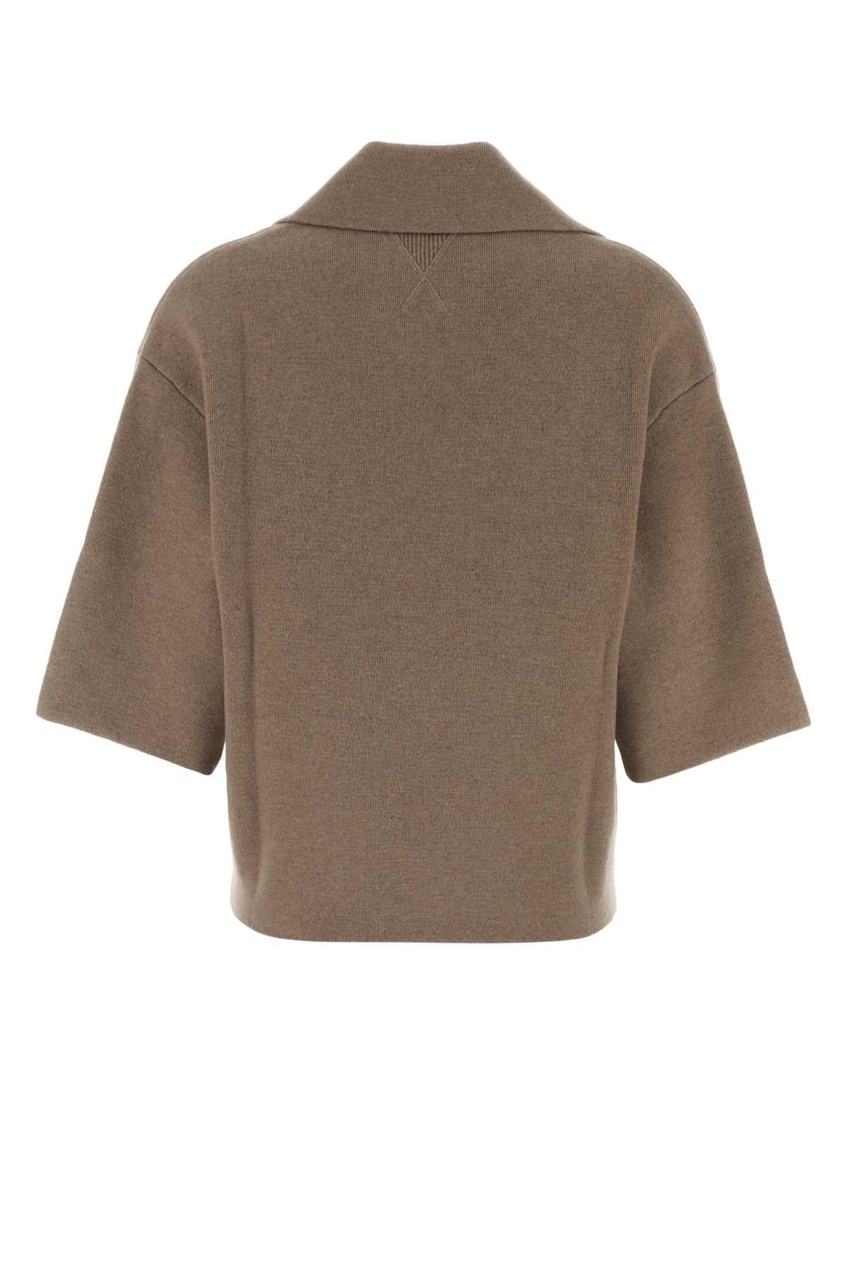 Bottega Veneta Women Cappuccino Cashmere Blend Polo Shirt BOTTEGA VENETA