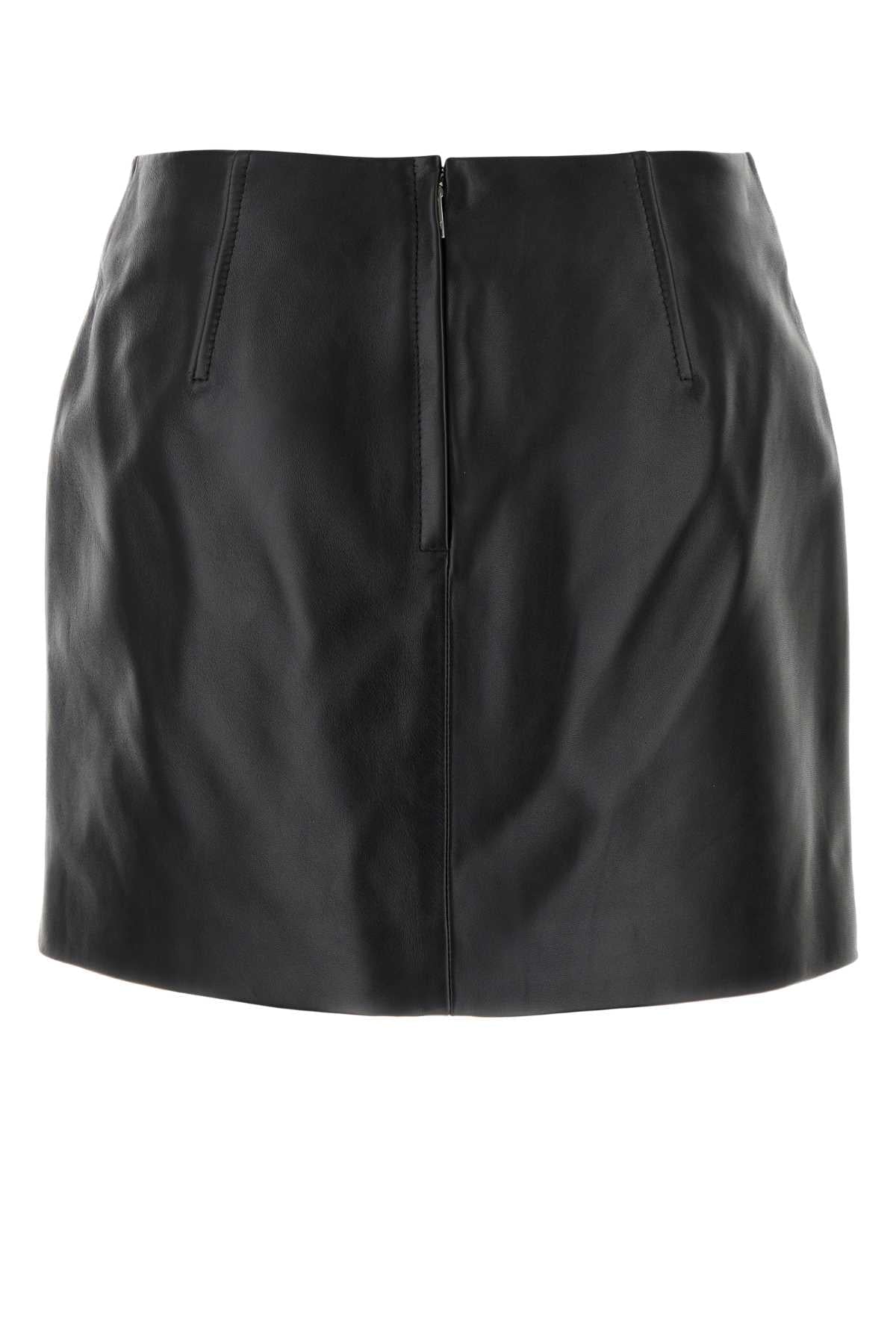 Bottega Veneta Women Black Leather Mini Skirt BOTTEGA VENETA