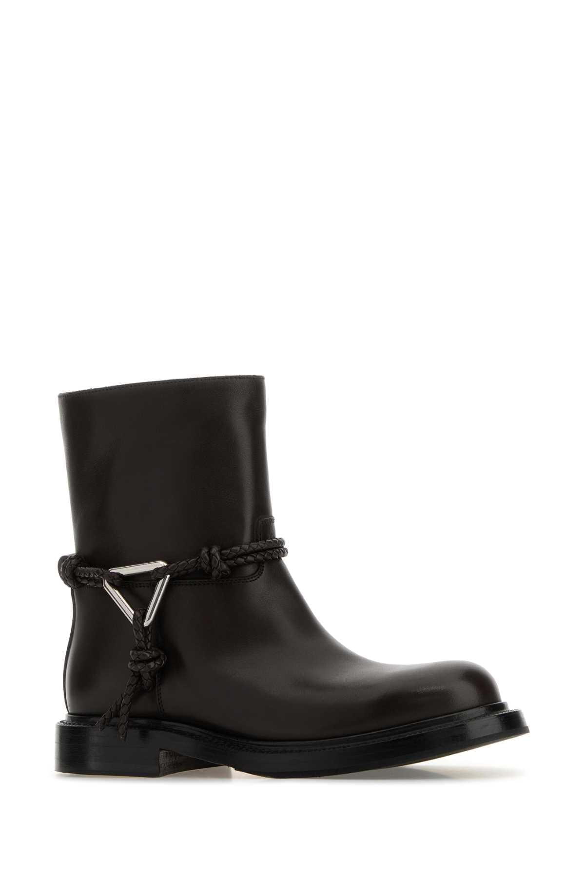 Bottega Veneta Women Dark Brown Leather James Ankle Boots BOTTEGA VENETA