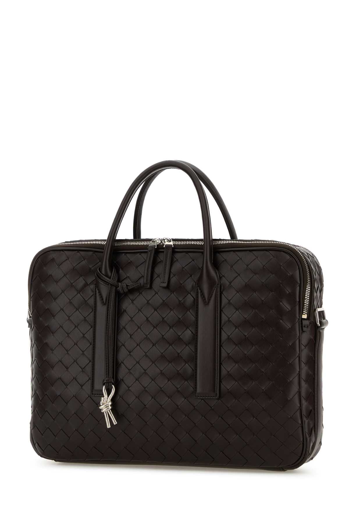 Bottega Veneta Men Dark Brown Leather Getaway Briefcase BOTTEGA VENETA