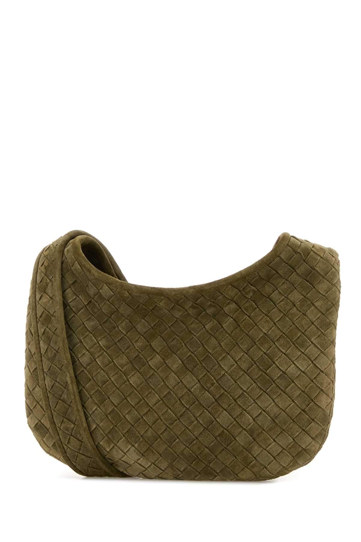 Bottega Veneta Men Sage Green Suede Crossbody Bag BOTTEGA VENETA