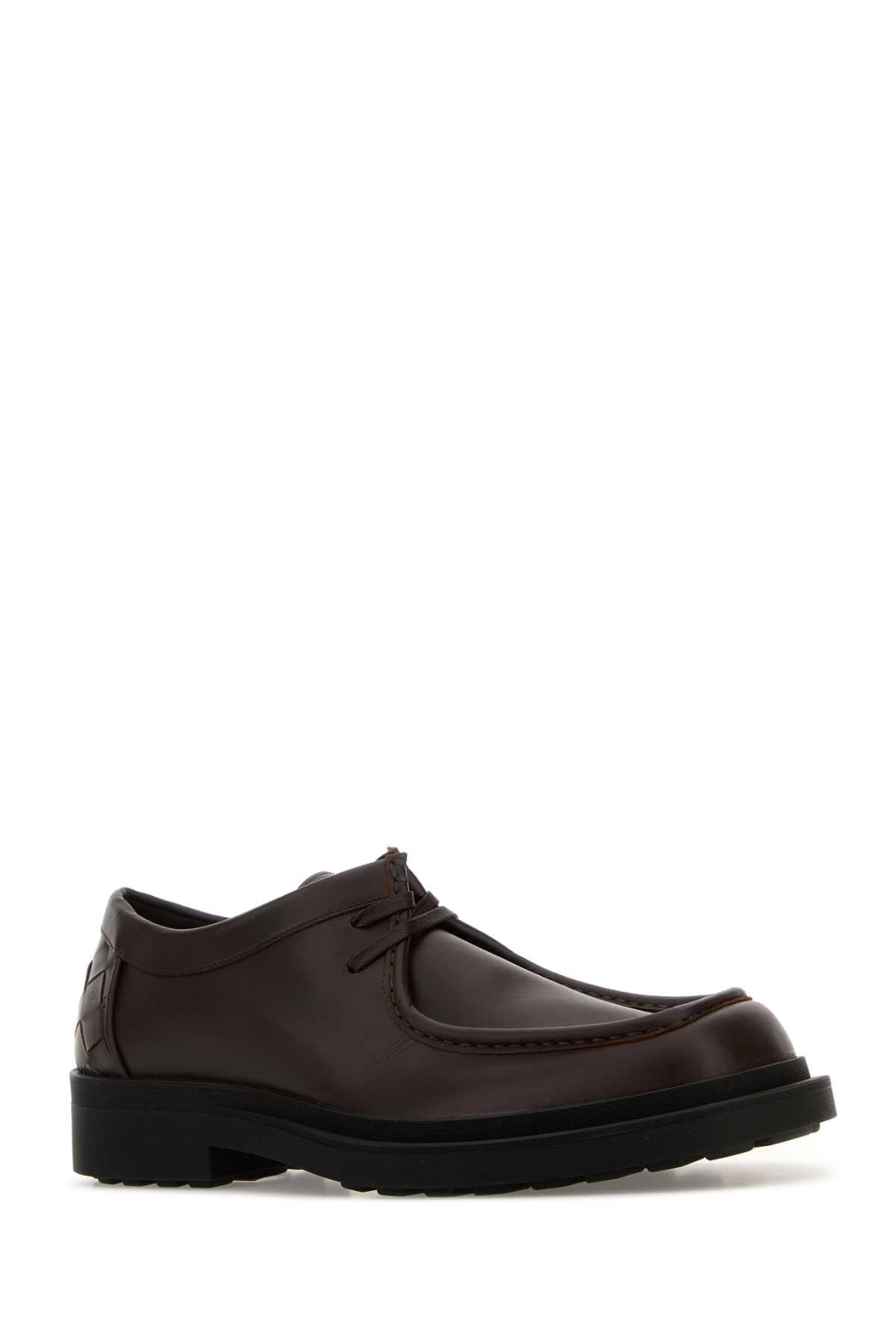 Bottega Veneta Men Dark Brown Leather Ben Lace-Up Shoes BOTTEGA VENETA