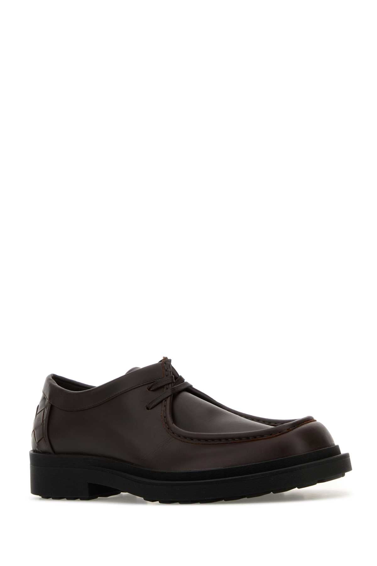 Bottega Veneta Men Dark Brown Leather Ben Lace-Up Shoes BOTTEGA VENETA