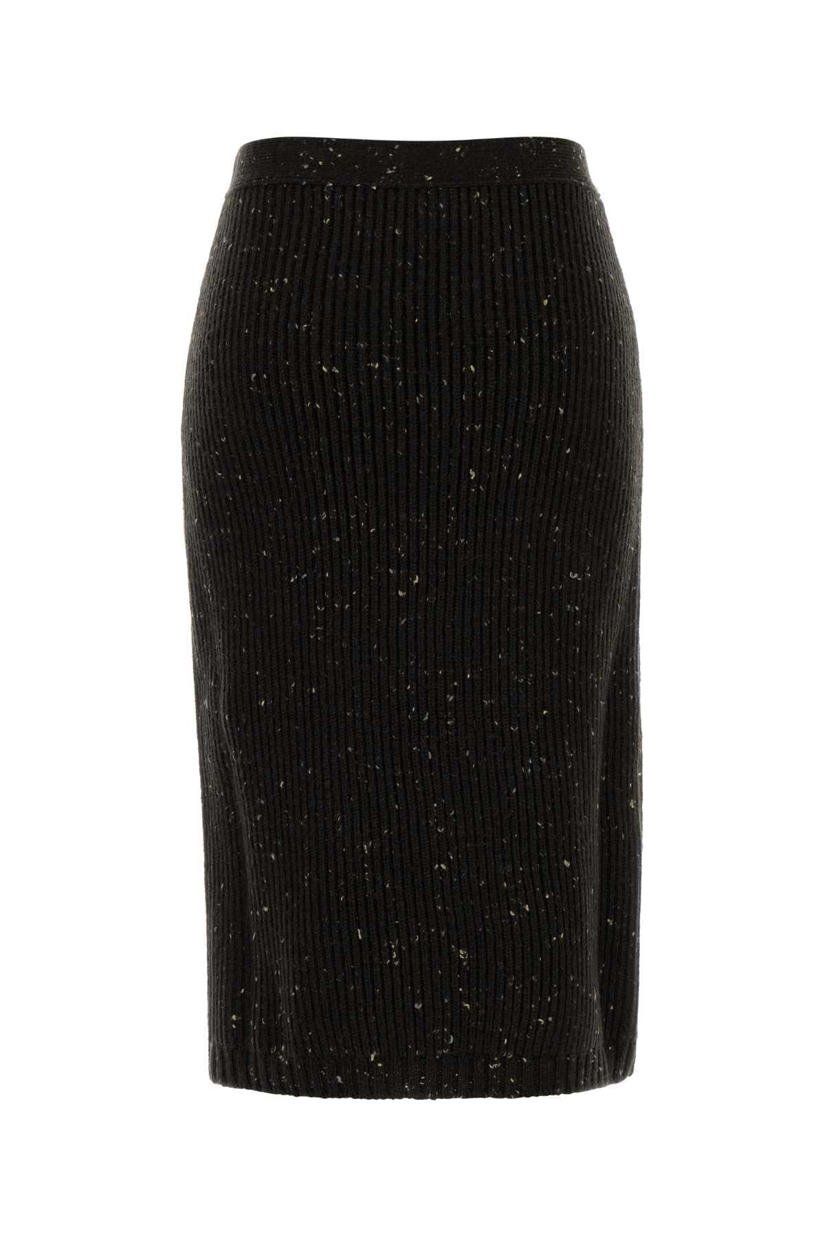 Bottega Veneta Women Melange Dark Brown Wool Blend Skirt