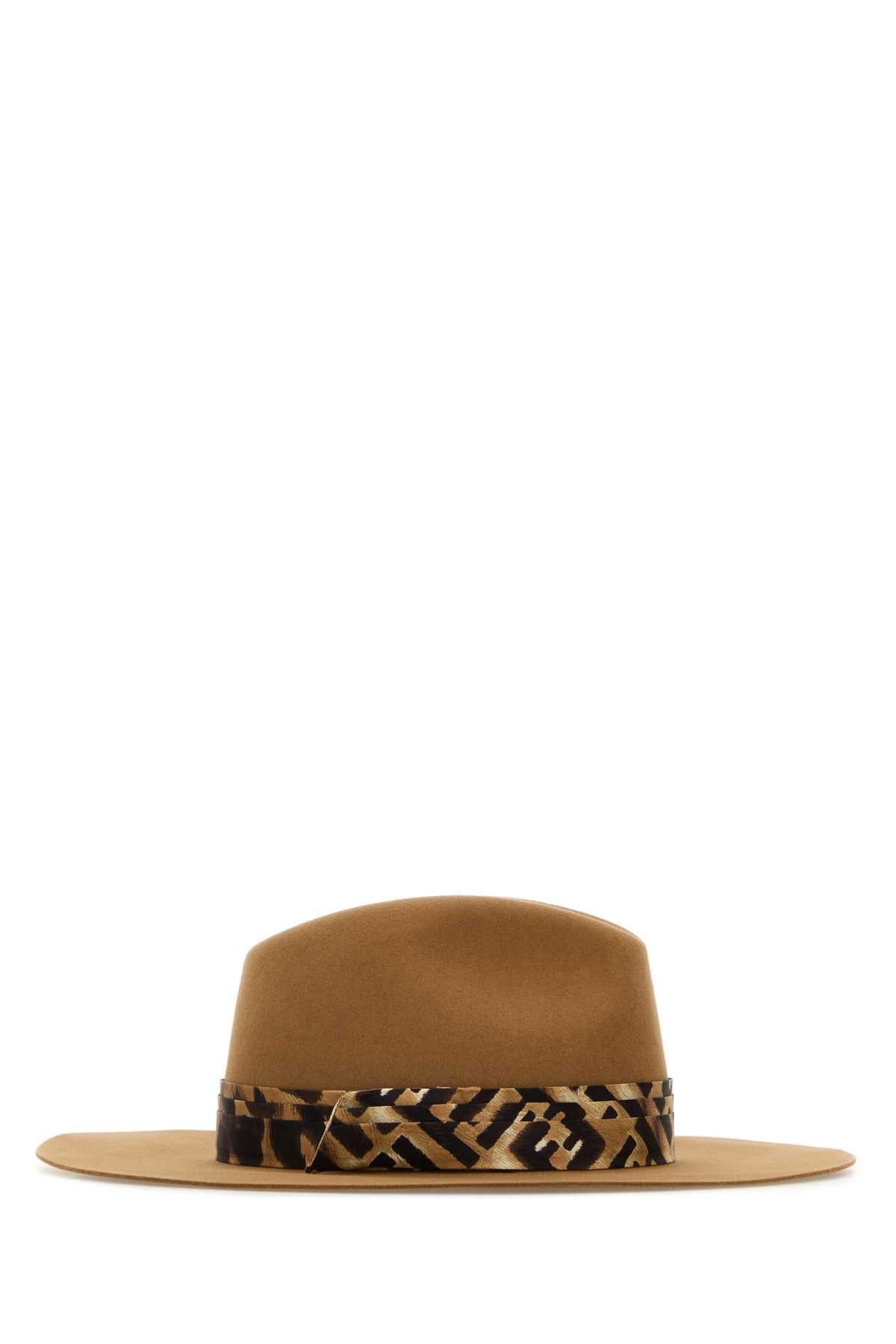 Fendi Women Camel Felt Hat FENDI