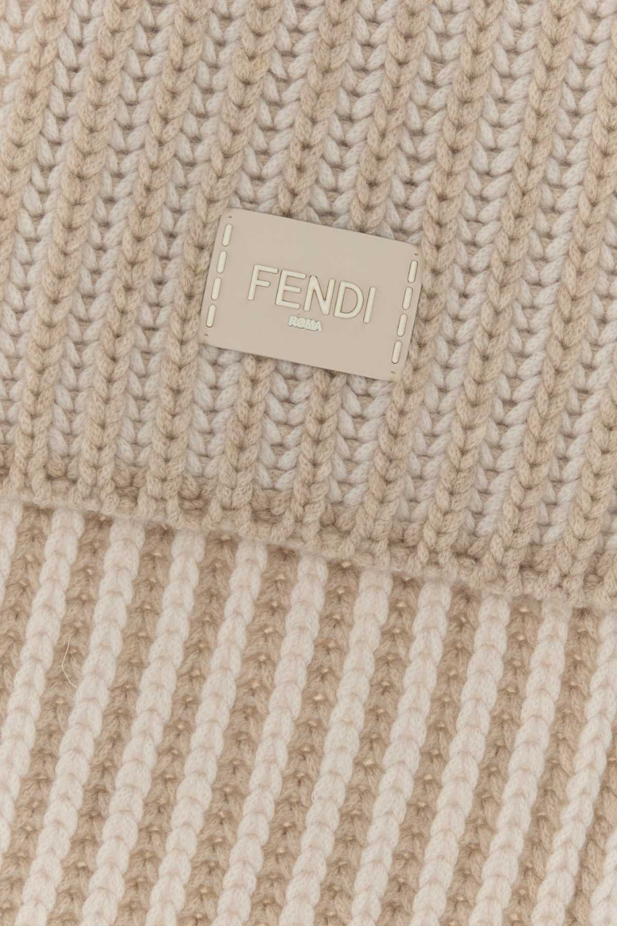 Fendi Women Sand Wool Blend Scarf FENDI