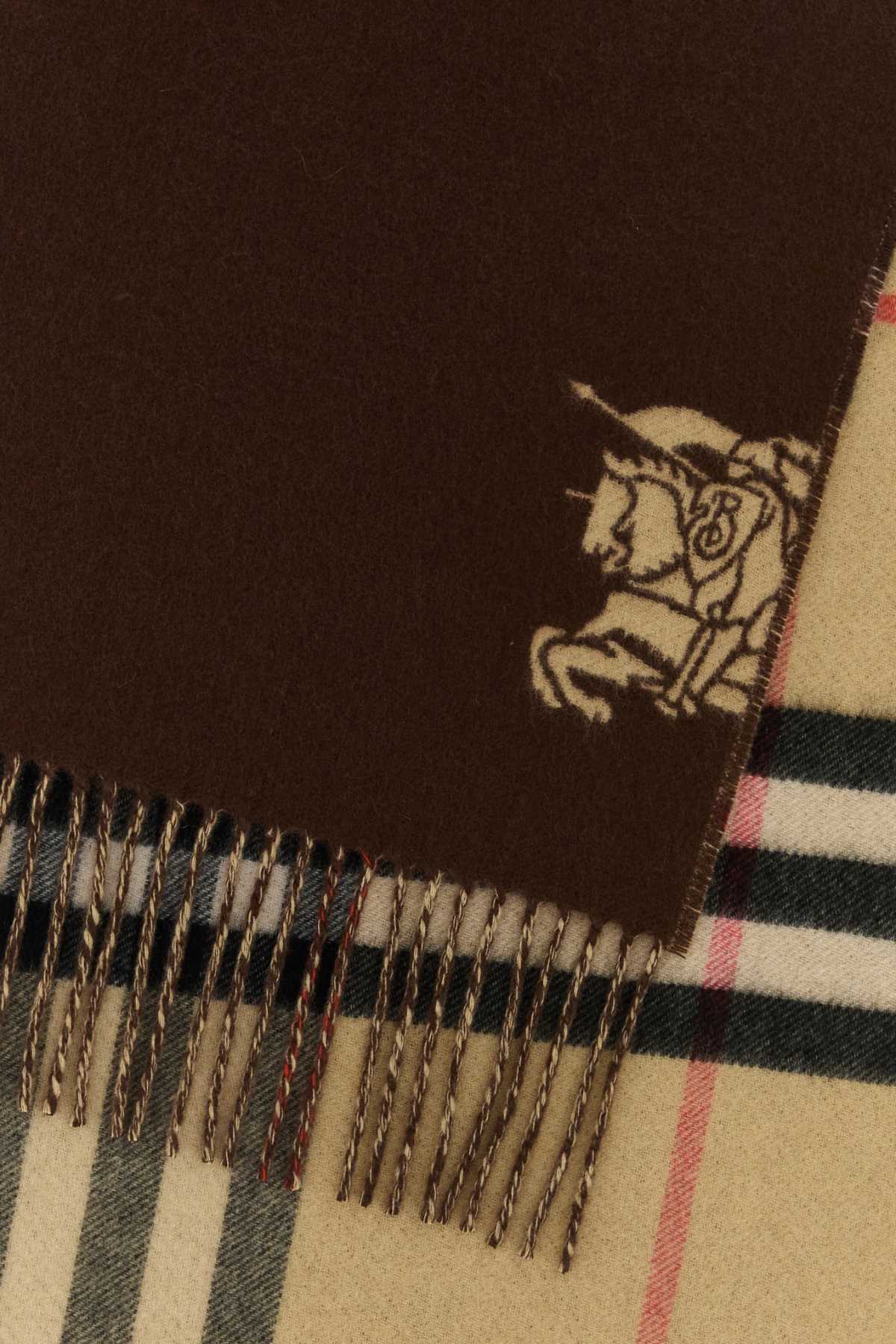 Burberry Unisex Brown Cashmere Reversible Scarf BURBERRY