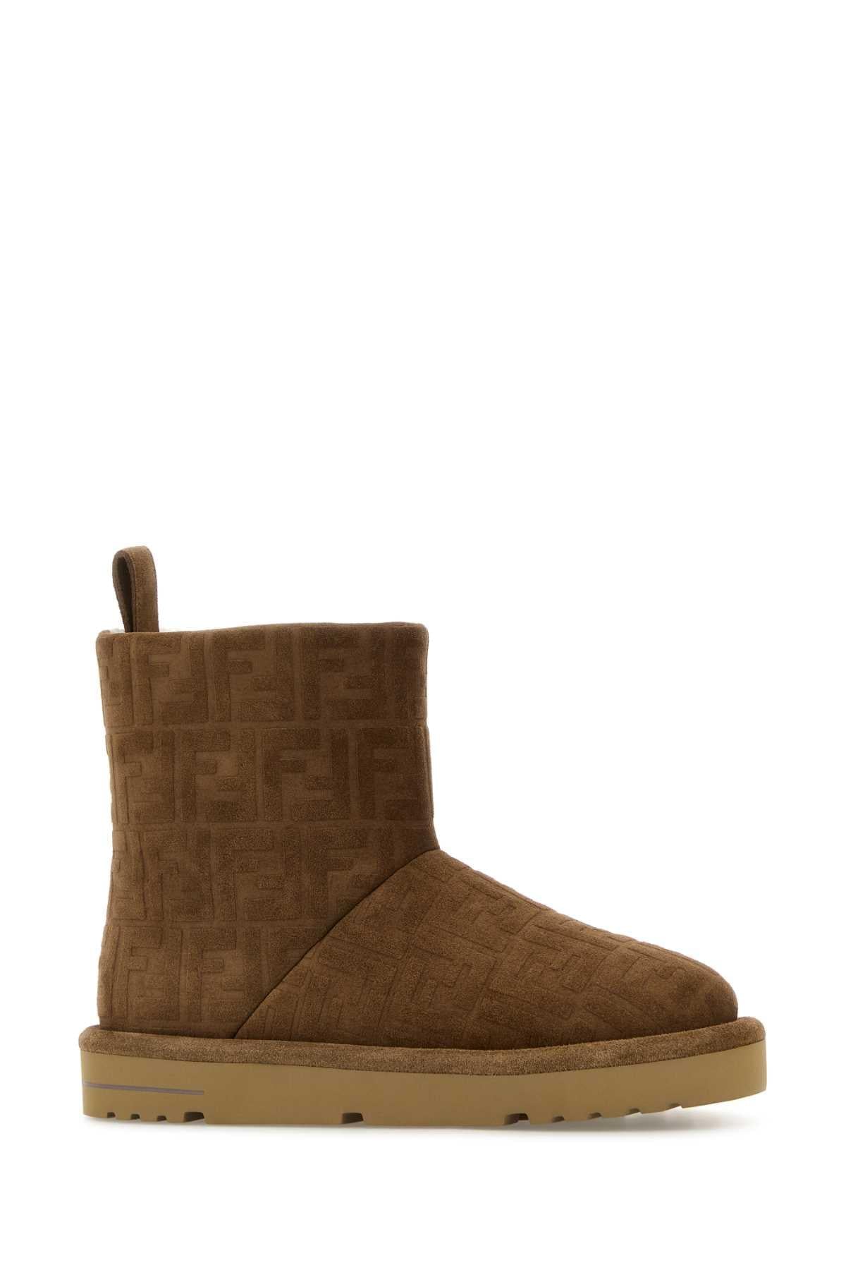 Fendi Men Brown Suede Ankle Boots FENDI